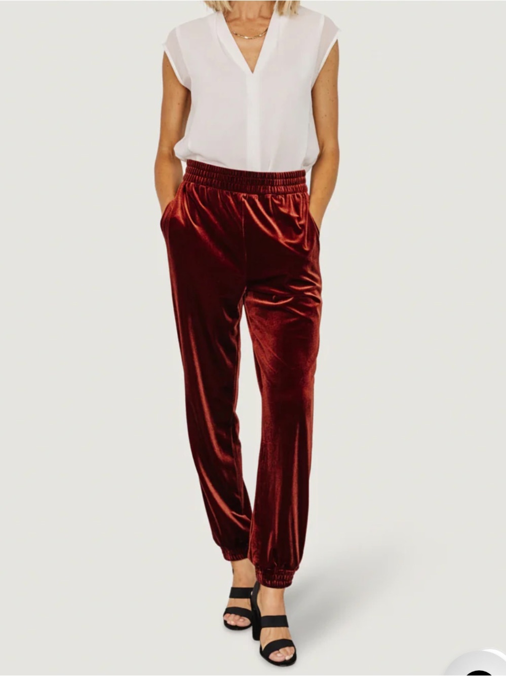 Baltic Born Archie Velvet Jogger pants size large cinnamon rust color